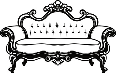 Sofa graphic black white isolated furniture sketch illustration vector. AI generated illustration.