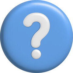 Question mark 3D icon on white background. Realistic 3d blue question mark. Vector illustration.