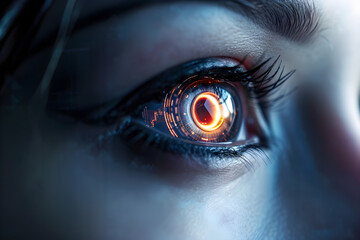 close up of futuristic augmented eye - obrazy, fototapety, plakaty