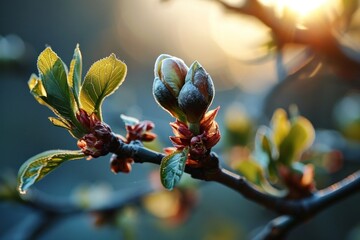 Fresh buds on a branch - Powered by Adobe