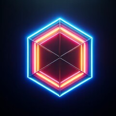 Vibrant Neon Pentagon in Solid Colors Isolated on Black