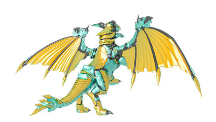 Naklejka premium mech dragon in action rear view