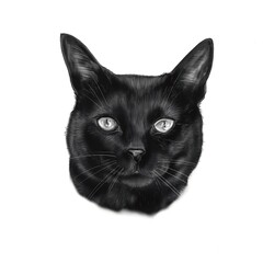 Illustration black cat portrait portrait chat noir 