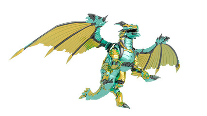 Fototapeta premium mech dragon is jumping up
