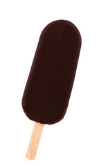 classic chocolate icecream bar on stick, isolated