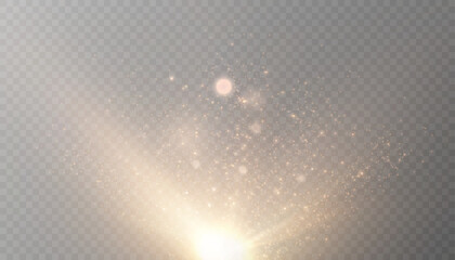 Bright festive light with sparkles. Bokeh light effect from an explosion of flickering particles. bright light dust png vector - obrazy, fototapety, plakaty