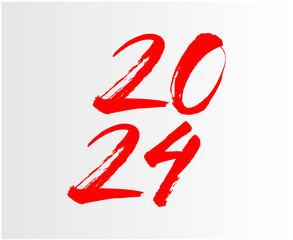 Happy New Year 2024 Abstract Red Graphic Design Vector Logo Symbol Illustration With Gray Background