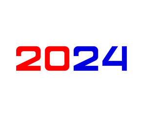 Happy New Year 2024 Abstract Red And Blue Graphic Design Vector Logo Symbol Illustration