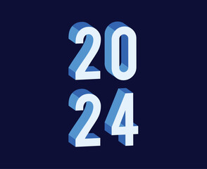 2024 Happy New Year Abstract Blue Graphic Design Vector Logo Symbol Illustration