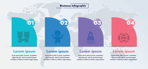 This infographic image features a modern and minimalistic design that illustrates an information process or sequence of events in a business. For presentations, websites or brochures.