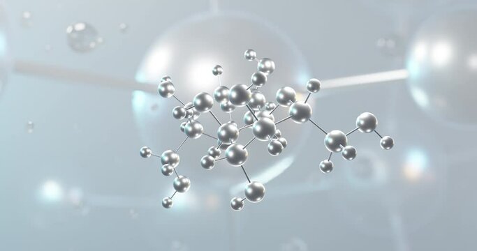 Trehalose rotating 3d molecule, molecular structure of carbohydrates, seamless video