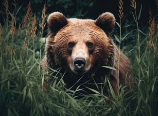 Kamchatka brown bear in the forest
