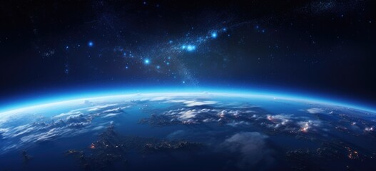 View of the Earth, star and galaxy