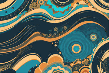 Elegance in Bloom: Aesthetic Waves Blossom in Flat Vector 2D Patterns