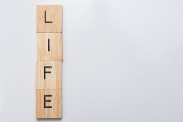 wooden blocks spell life