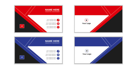 modern card red blue black white business card design vector .template with ready.