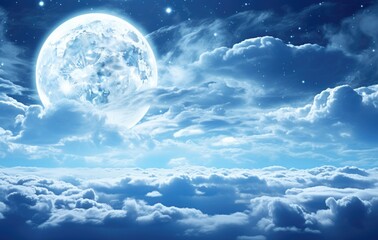 Naklejka na ściany i meble full moon above the clouds