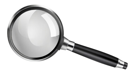 Magnifying glass isolated on transparent background.