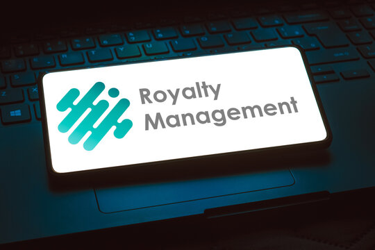 December 27, 2023, Brazil. In this photo illustration, the Royalty Management Holding Corporation logo is displayed on a smartphone screen.