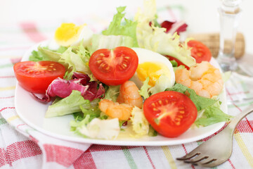 Tasty fresh salsd with shrimps
