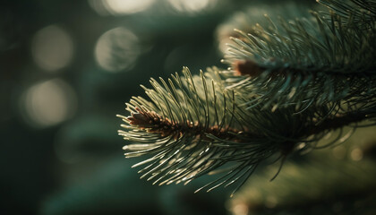 Naklejka na ściany i meble Freshness of winter celebrated with evergreen coniferous tree generated by AI