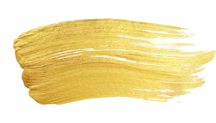 Foto op Plexiglas Gold paint brush stroke isolated on transparent background. © shabbir