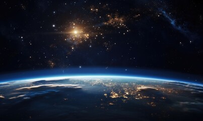 View of the Earth, star and galaxy.
