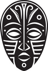 Ancestral Whispers Black Logo Icon of Tribal Mask Ritualistic Enigma African Tribe Mask in Vector