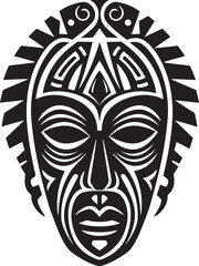 Symbolic Silhouette Tribal Mask Logo Design Ancestral Elegance African Mask Vector Icon