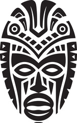 Ethnic Essence African Tribal Mask Vector Symbol Spiritual Legacy Vector Black Icon of Tribal Mask