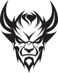 Satanic Stare Aggressive Black Devil s Icon Furious Inferno Vector Black Logo of Devil s Face