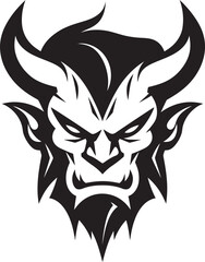 Diabolic Rage Vector Black Logo of Devil s Fiendish Face Malevolent Grin Aggressive Devil s Face Logo Design