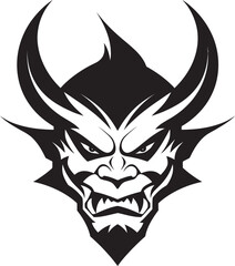Demonic Impression Black Icon of Devil s Sinister Visage Wrath Unleashed Aggressive Devil s Face Vector Symbol