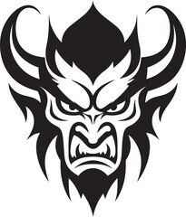 Malevolent Presence Aggressive Devil s Face in Vector Art Hellfire Gaze Vector Black Logo of Devil s Intensity
