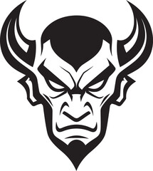 Fiery Malevolence Vector Emblem of Aggressive Devil s Face Satanic Stare Black Logo Icon Design of Devil s Face