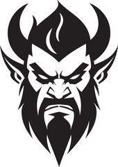Demonic Rage Black Devil s Face Vector Icon Dark Temptation Aggressive Devil s Face Emblem