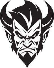 Fiery Malevolence Aggressive Devil s Black Icon Satanic Dominance Vector Devil s Face Logo