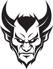 Dark Temptation Devil s Fiery Face in Vector Fiery Malevolence Aggressive Devil s Black Icon