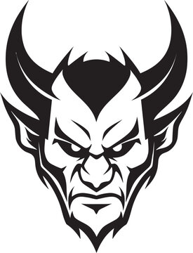 Dark Temptation Devil s Fiery Face in Vector Fiery Malevolence Aggressive Devil s Black Icon