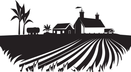 Gardinen Farmstead Essence Black Vector Emblem Homestead Tranquility Farmhouse Icon © BABBAN