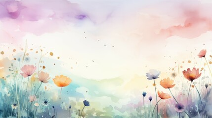 Fototapeta na wymiar Springtime Florals in Watercolor: Vibrant Background Images. Immerse yourself in the beauty of spring with our collection of background images featuring vibrant watercolor flowers. 