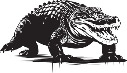 Sleek Predator Black Alligator Logo Reptilian Monarch Vector Alligator Emblem
