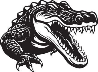 Lurking Scale King Black Alligator Icon Wilderness Predator Alligator Vector Logo