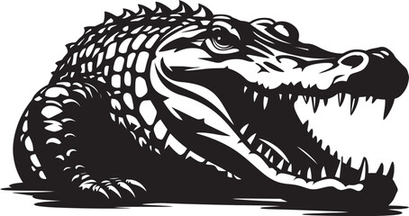 River Hunter Vector Alligator Icon Design Fierce Sovereign Black Alligator Logo