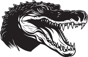 Primeval Scale Alligator Vector Emblem Jungle Guardian Black Alligator Icon Design
