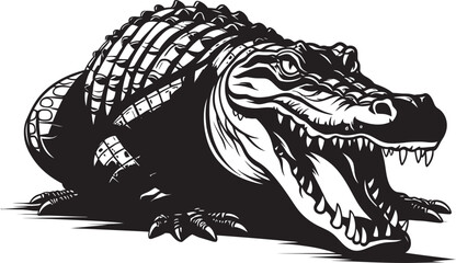Reptilian Majesty Vector Alligator Icon Lurking Sovereign Black Alligator Emblem