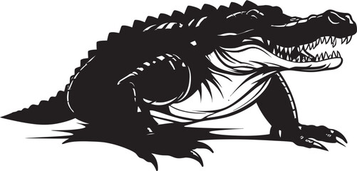 Primeval Guardian Black Alligator Emblem Sleek Predator Vector Alligator Logo Design