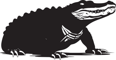 Reptilian Monarch Vector Alligator Icon Lurking Majesty Black Alligator Logo Design
