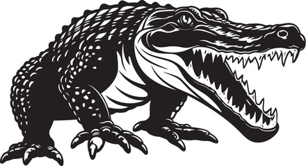 Jungle Majesty Vector Alligator Emblem Primeval Power Black Alligator Logo