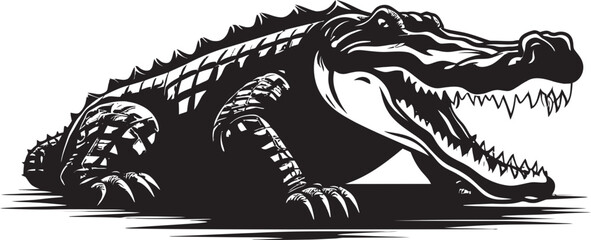 Primeval Predation Alligator Black Vector Logo River Sovereign Vector Black Alligator Icon